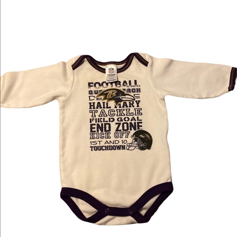 𝅺ravens NFL long sleeve one piece  3-6 months